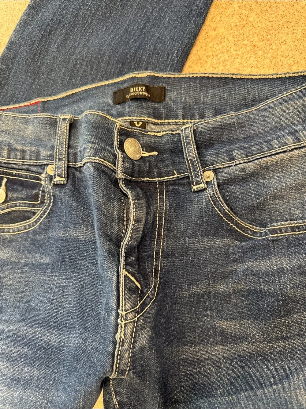 True Religion Blue Ricky Relaxed Straight size 30X33 no distressing